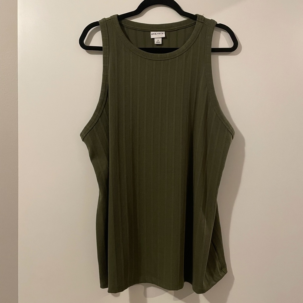 Green and Black high neck Ava and Viv Ribbed Tank Top